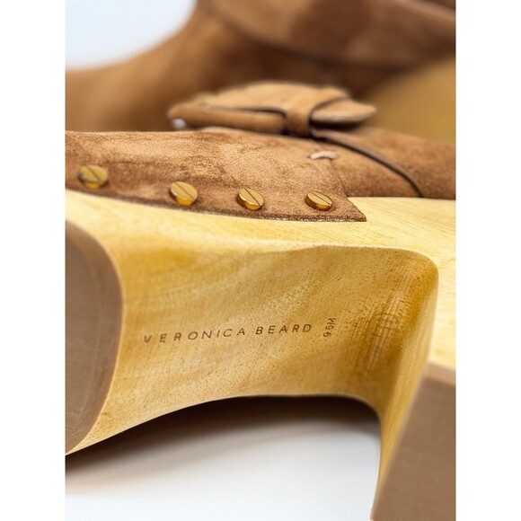 VERONICA BEARD Dacey Women Mules Brown Suede Heeled Clogs Studded Retro US 9.5 M - Picture 11 of 11